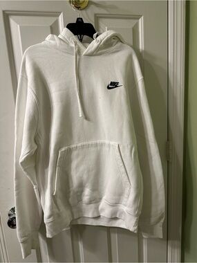 Nike White Hoodie with Black Swoosh Logo